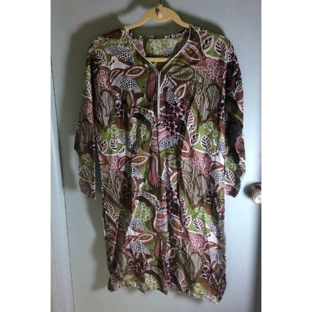Jungle Animal Print Beach Cover Up Nightgown lightweight boho mod shift Dress